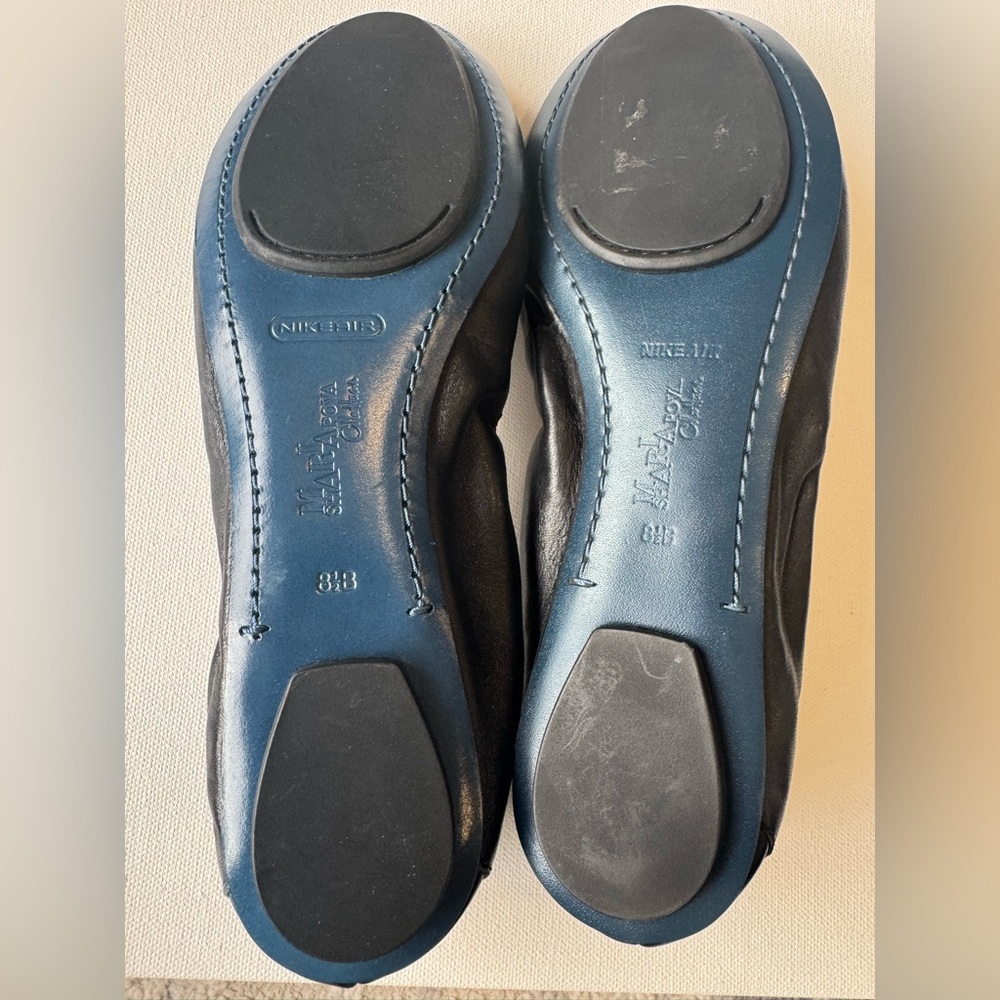 NWOT size 8.5 black leather Maria Sharapova by Cole Haan flats w/Nike Air - Picture 2 of 7
